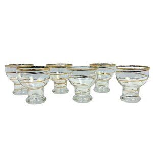 Dorothy Thorpe Style Gold Ring Brandy Aperitif Glasses MCM Set of 6 – 1960s